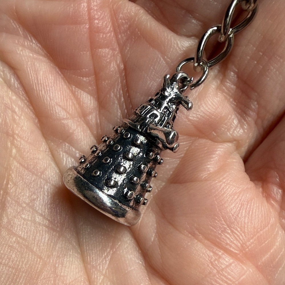 Doctor Who Dalek Pendant Keychain Bag Charm Silvertone